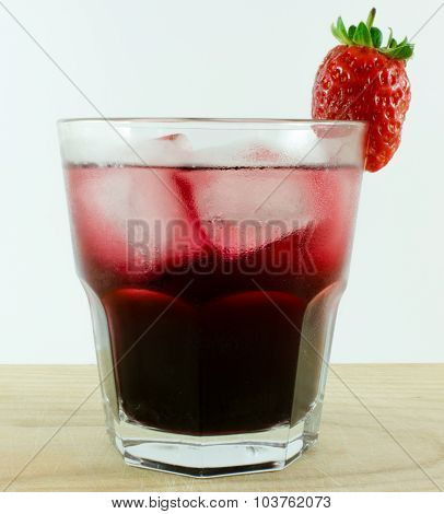 Refreshing and cold summer drink with Strawberry and ice