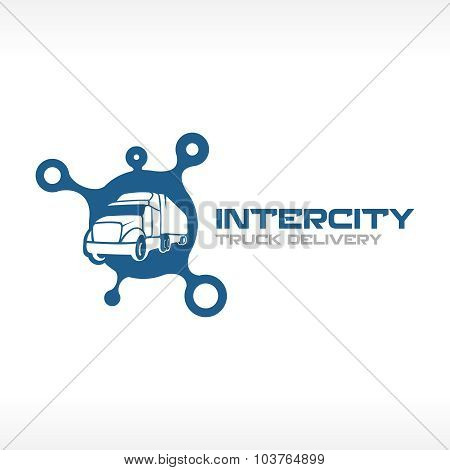 Delivery Truck Service Logo Template. Intercity Transport Company Concept.