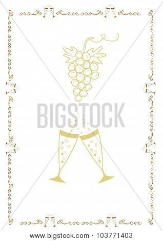 Bunch of grapes and wine glasses original frame