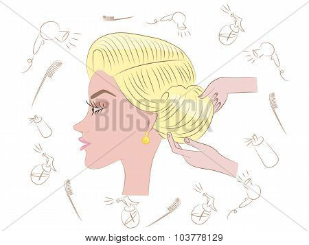 beautiful blonde hairstyle in beauty salon