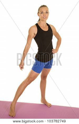 Woman Fitness Black Tank Top Pose Look