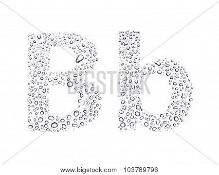Water Drops Alphabet Letter B, Isolated White