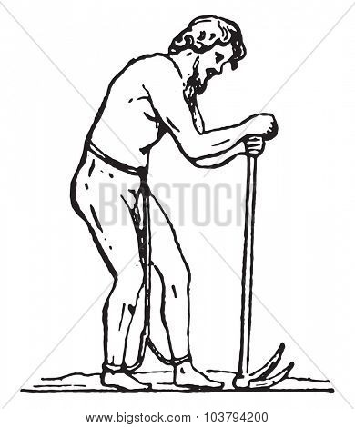 Laborer slave, vintage engraved illustration.