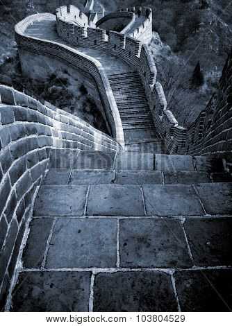 Great Wall China Meandrs Across Rough Terrain Concept