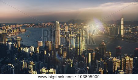 Hong Kong Sunset Victoria Habor View Concept