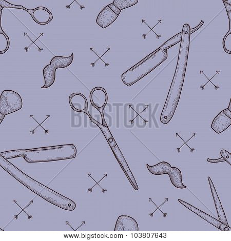 Vintage Barber Shop Seamless Pattern