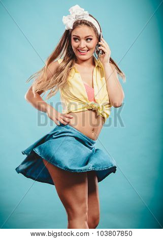 Retro Pin Up Girl Talking.