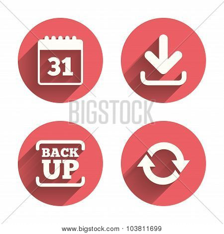 Download and Backup signs. Calendar, rotation
