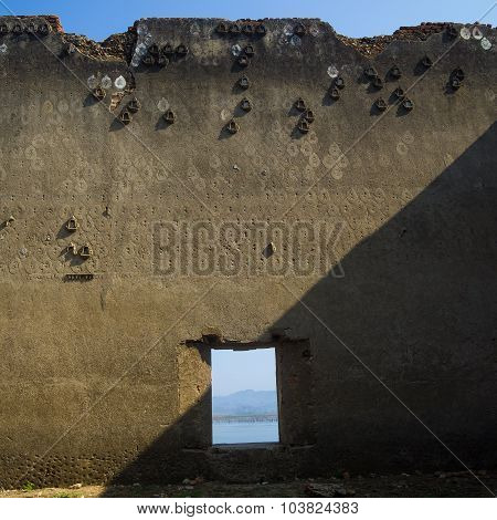 Window And Wall Of Buddhist Abandoned Temple