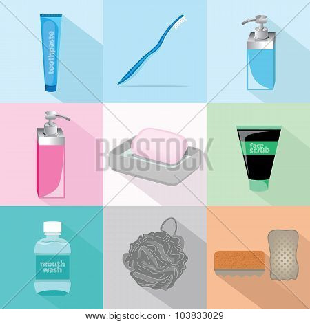 Bath Accessories Set vector illustration for design needed