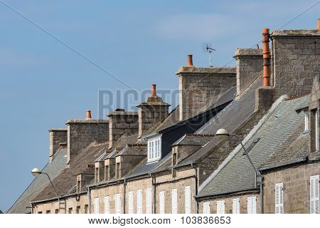 Rooftop In Barfleur With Blue Sky, France, Normandy