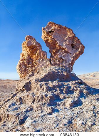 Bizarre rock formation in Moon Valley of Atacama