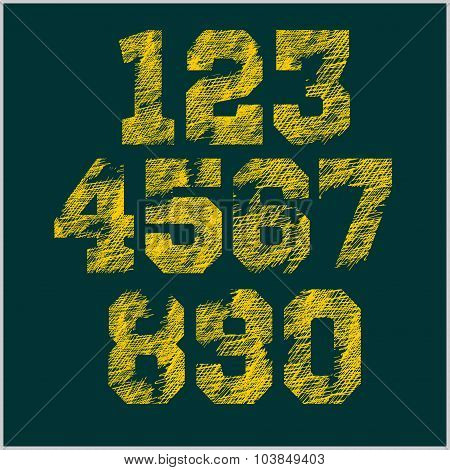 Vintage numbers set in grunge style.