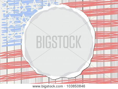 White Wooden Floor Vertical Fence With American Flag Stars Stripes 4th July Rectangular Patriotic Ba