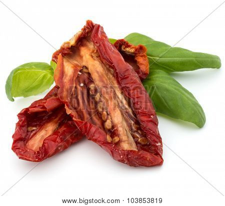 Dried tomatoes isolated on white background cutout