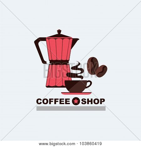 Coffee badge, label.