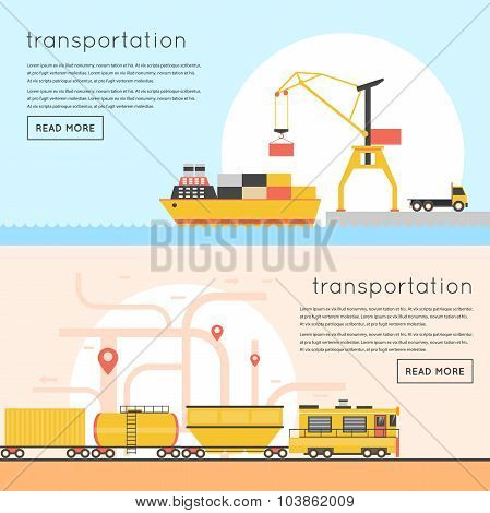 Cargo ship and train Infographic