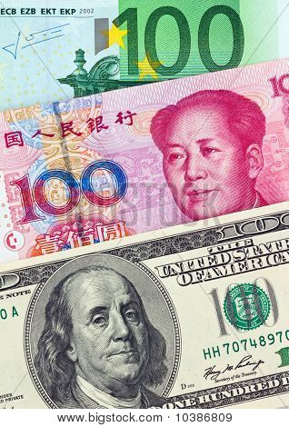 Dollari, eurosetelit ja Yuan