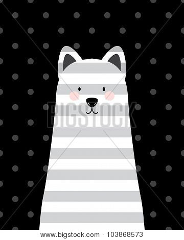 Vector cute white tabby cat