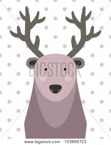 Vector cartoon deer on a white background