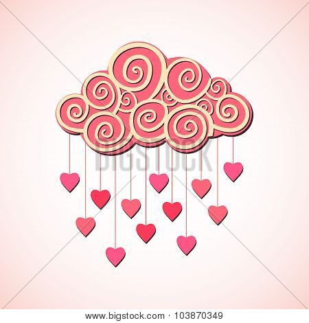Vector cloud with hearts romantic illustration
