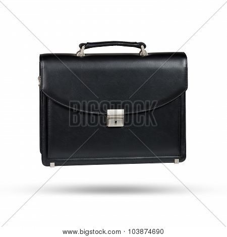 Black leather briefcase