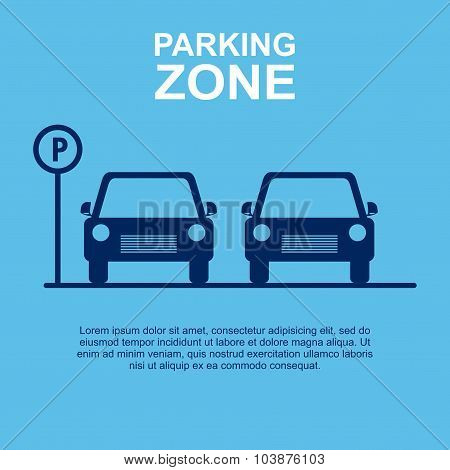 Parking Zone blue background. Vector Illustration.
