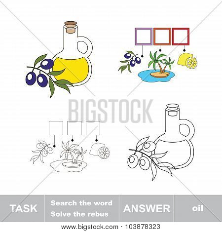 Vector game. Find hidden word oil. Search the word.