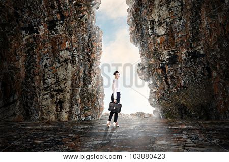 Business person in the cave