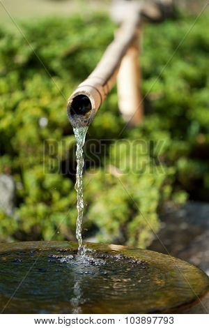 Bamboo Tube And Flowing Water