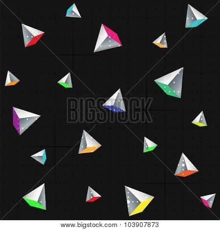 Geometric Seamless Pattern With colorful Pyramids.