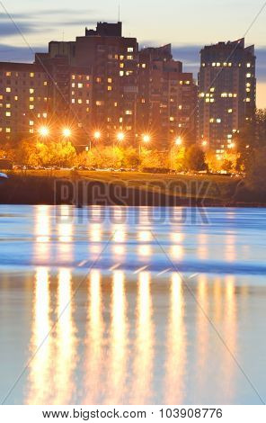 Outskirts Of St. Petersburg At Night.