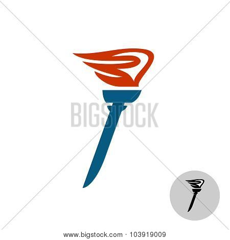 Burning Torch Icon. Triumph Sign.