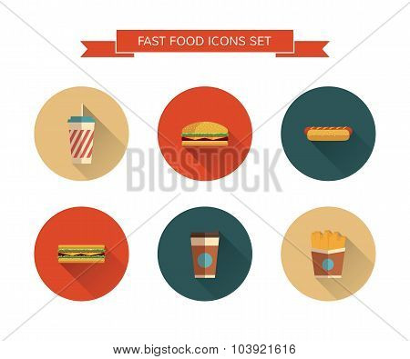 fast food icons set