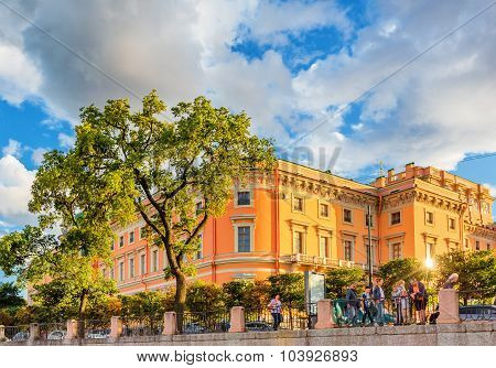 Saint Petersburg/Russia - August 13, 2015: Mikhailovsky Castle also called the Engineer Castle