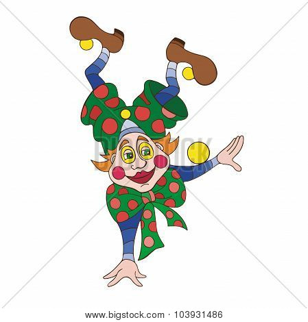 Funny clown character vector illustration.