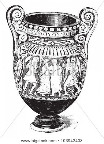 Etruscan vase, vintage engraved illustration. Industrial encyclopedia E.-O. Lami - 1875.