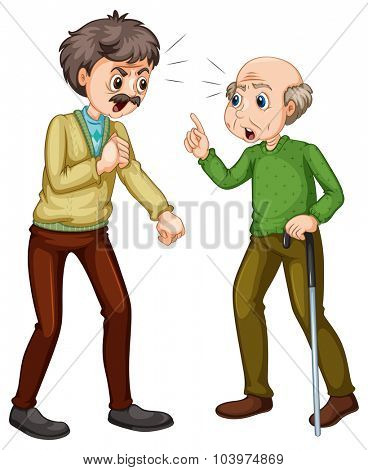 Two old men fighting illustration