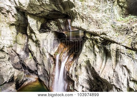 Waterfall In Skocjan Caves Park, Natural Heritage Site In Slovenia