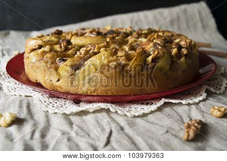 Apple cake with walnuts