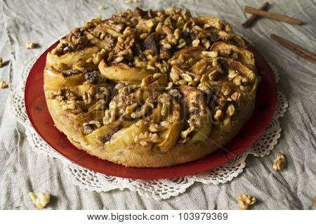 Apple cake with walnuts