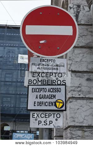 Stop Road Sign In Lisbon, Portugal