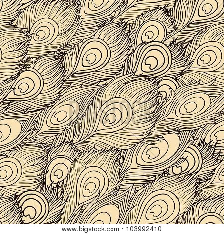 Cartoon ethnic vector Feathers seamless pattern