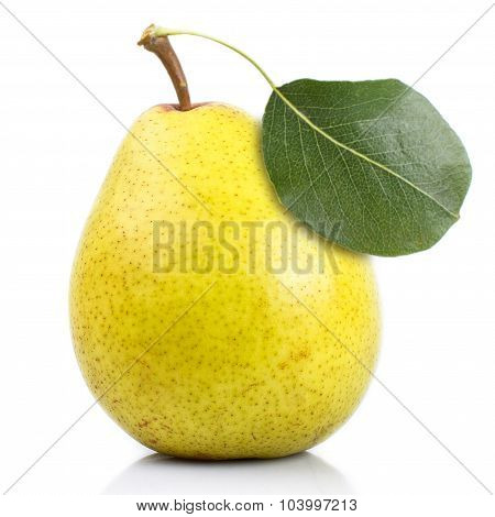 Ripe Yellow Pear Isolated On White Background