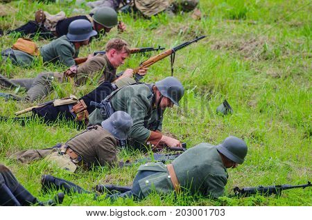 Battlefield action.The VIII International Festival of Military History and remake for the battle `1944` 6.08.2016 in Valga, Estonia