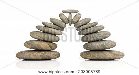 Zen Stones On White Background. 3D Illustration