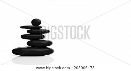 Zen Stones Stack On White Background. 3D Illustration