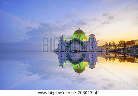 Malacca Straits Mosque ( Masjid Selat Melaka), It Is A Mosque Located On The Man-made Malacca Island
