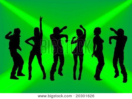Vector drawing on disco dancing.