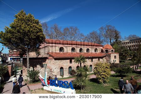 Iznik, Turkey - March 03, 2017; The Hagia Sophia at Nicaea is a Byzantine era church in Nicaea (iznik) in Turkey.